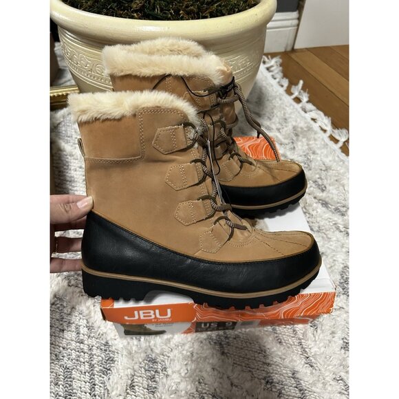 JBU by Jambu  Winter Snow Boots US 9 Faux Fur Waterproof Lace Up NWB - Picture 1 of 6